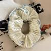 1pc Cream Contrast Large Intestine Hair Ring INS Style High-Quality Striped Teddy Bear Cute Hairband Versatile Headpiece