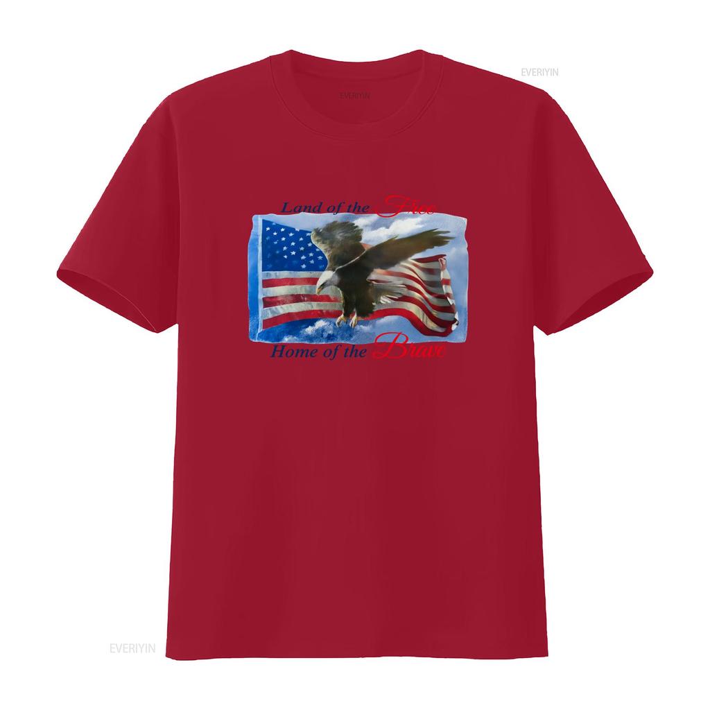 Vintage 90s Land of the Free Home Brave Eagle American Flag 4th July America White T Shirt Size L vintage Washed Soft homme