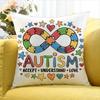 For Accept Support Love Autism Pride Symbol Rainbow World Various Sizes Square Pillow Case For Car Home Bedchamber Decor
