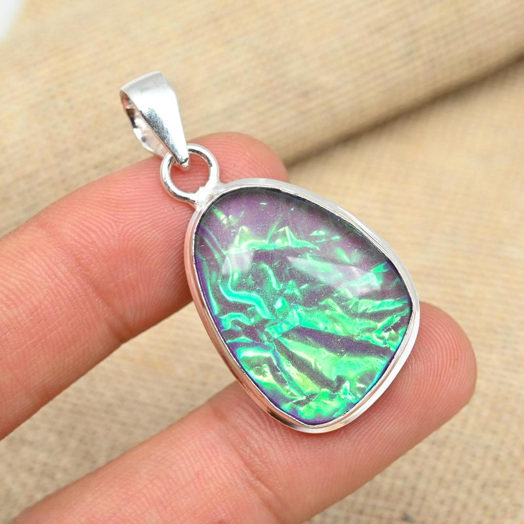 Thanksgiving Purple Australian Triplet Opal Gemstone 925 Sterling Silver Handmade Pendant