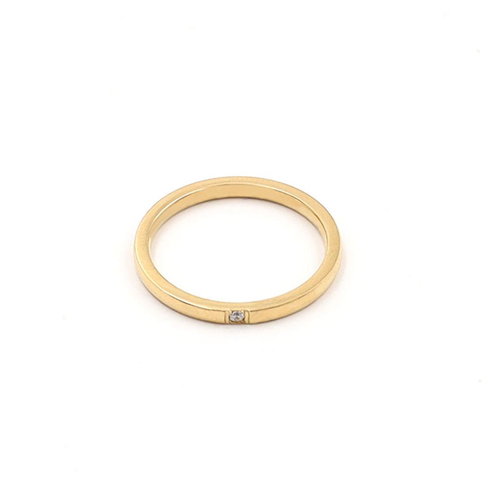 Stylish And Simple 18K Gold Micro-Inlaid Zircon Plain Ring Ring, Ultra-Fine Titanium Steel Single Diamond Ring For Women