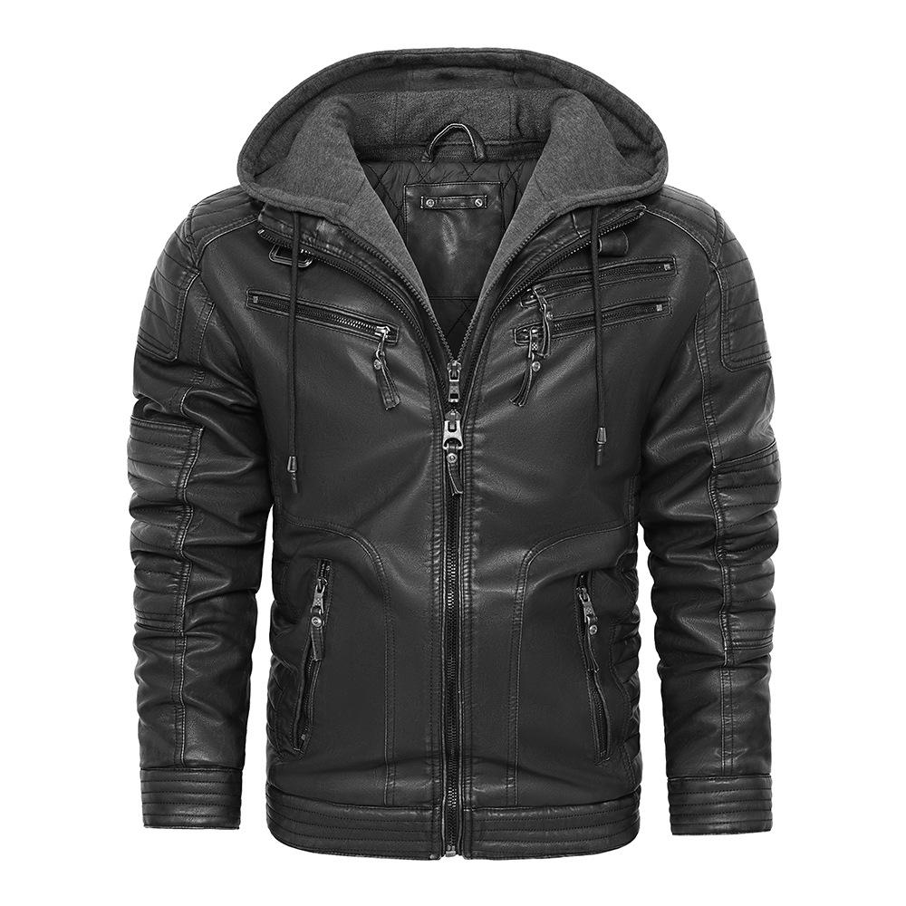 Europäische & Amerikanische Herren PU Leder Motorradjacke - Mehrere Taschen, Reißverschluss, Punk-Stil für Herbst/Winter, Europäische Größe.