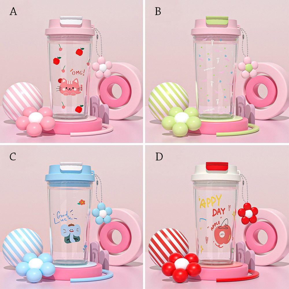 650ml Water Bottle Leak-proof Coffee Cup Cute Plastic Cups  Student