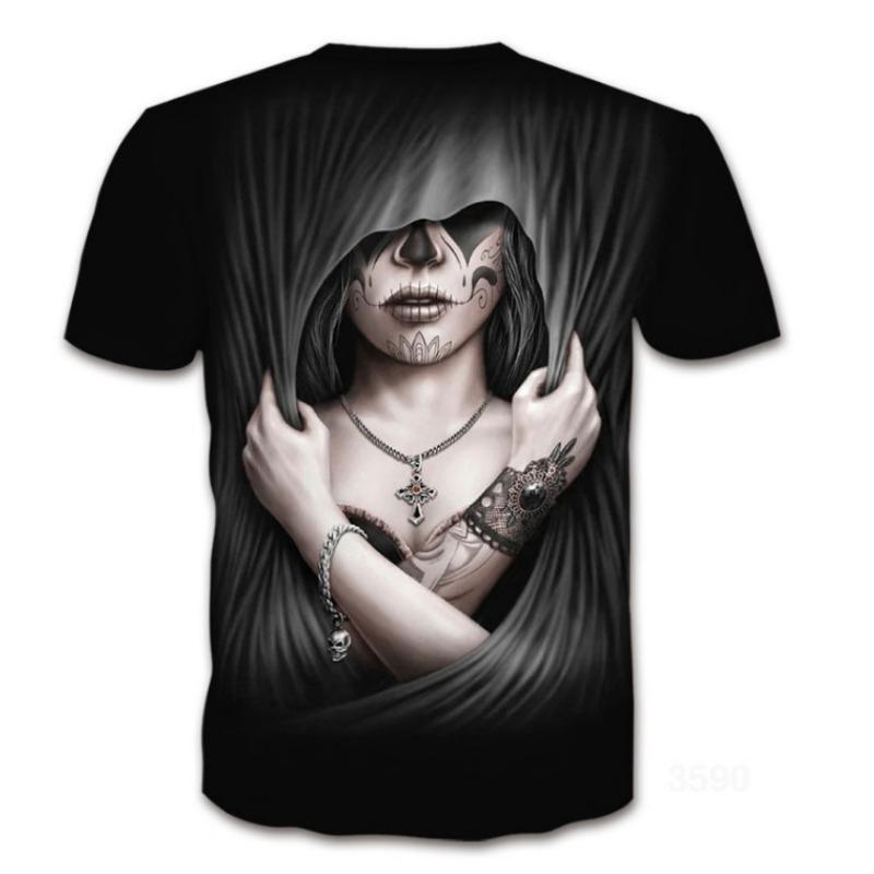 

Летняя футболка с 3D-принтом черепа, панк, темная серия, свободная, с коротким рукавом, мужская 6XL