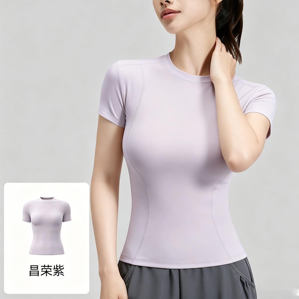 Yoga clothes short sleeves, women's quick-drying T-shirts can be worn outside tops, yoga sports tights wholesale