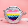 Newest Kids Round Heart Clutch Purse Pu Leather Crossbody Bags For Girls Sequins Handbags Children Coin Wallet Shoulder Bag