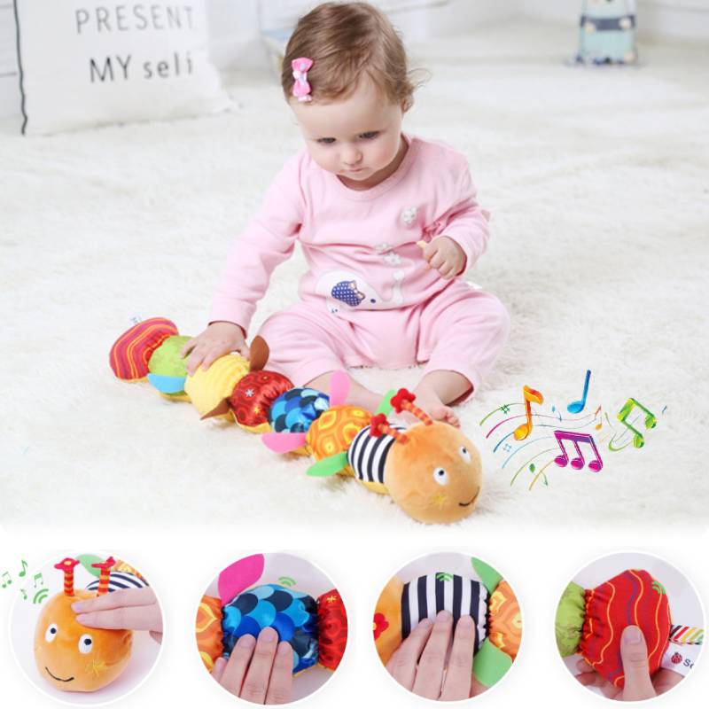 Musical Sozzy Plush Caterpillar Baby Toy Soft Sensory Sound Infant Newborn Toys