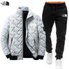 Men's Cross-Border Winter Warm Cotton-Padded Stand-Up Collar Jacket and Trousers Two-Piece Set