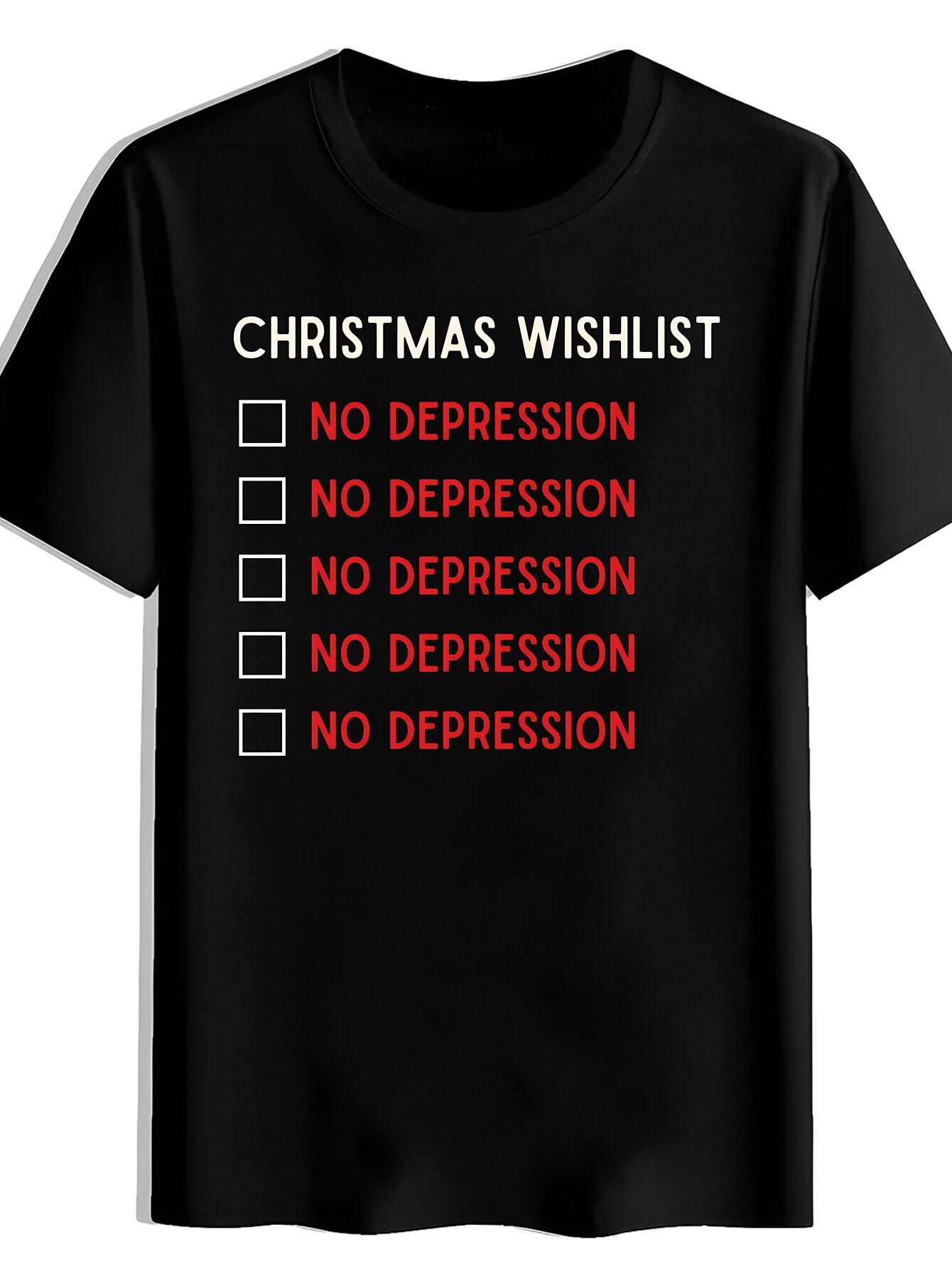 T-shirt Black Background CHRISTMAS WISHLIST Print XL