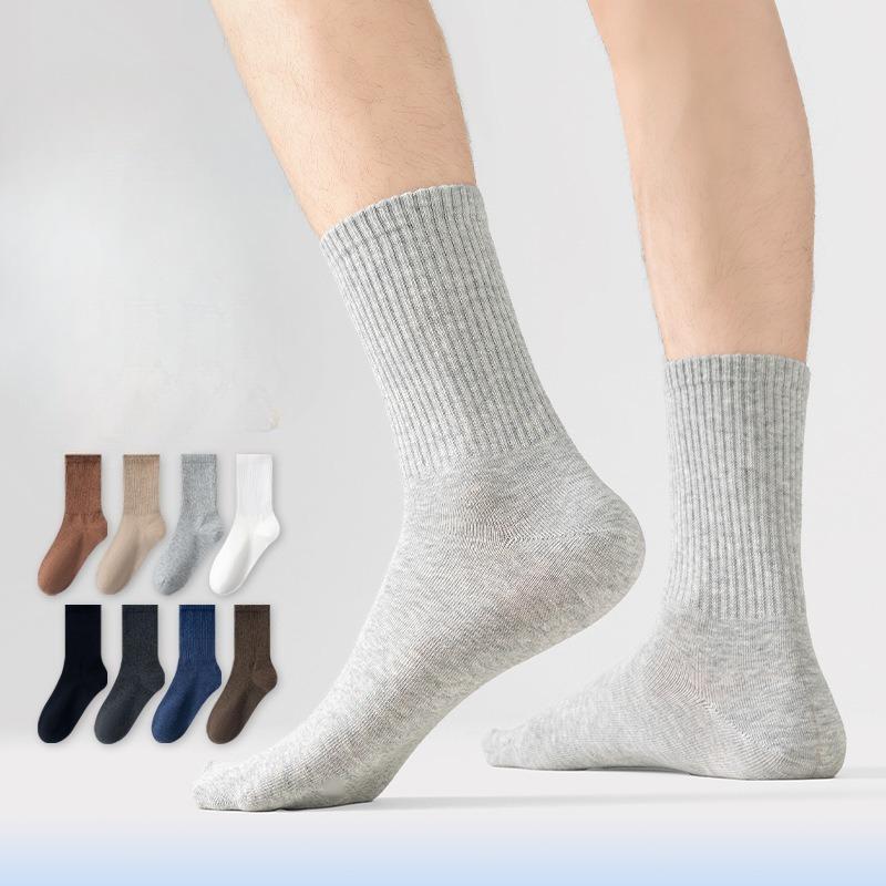 Men's Pure Cotton Socks, Mid-calf Socks, Sweat-absorbing, Antibacterial and Deodorizing for Autumn and Winter, Business Cotton Socks, Versatile
