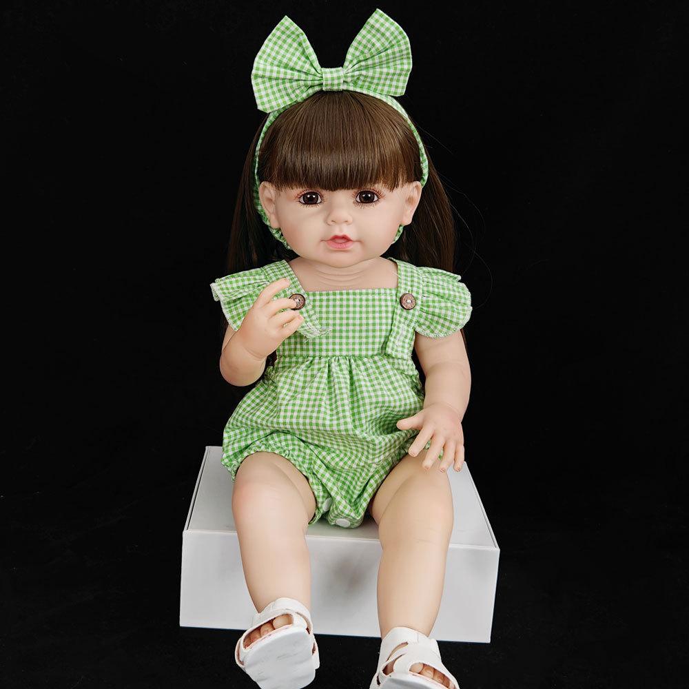 

55 см Мягкая силиконовая кукла-реборн в полный рост, реалистичная мягкая на ощупь кукла высокого качества, подарки для детей, дома, на день рождения, на Рождество full set (doll + clothes)
