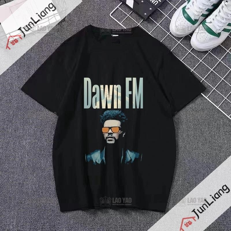 Canadian Singer The Weeknd Dawn Fm Flat Print Tshirt Short Sleeve Loose Mens Tshirt Mens Tshirt Womens Hip Hop Clothing