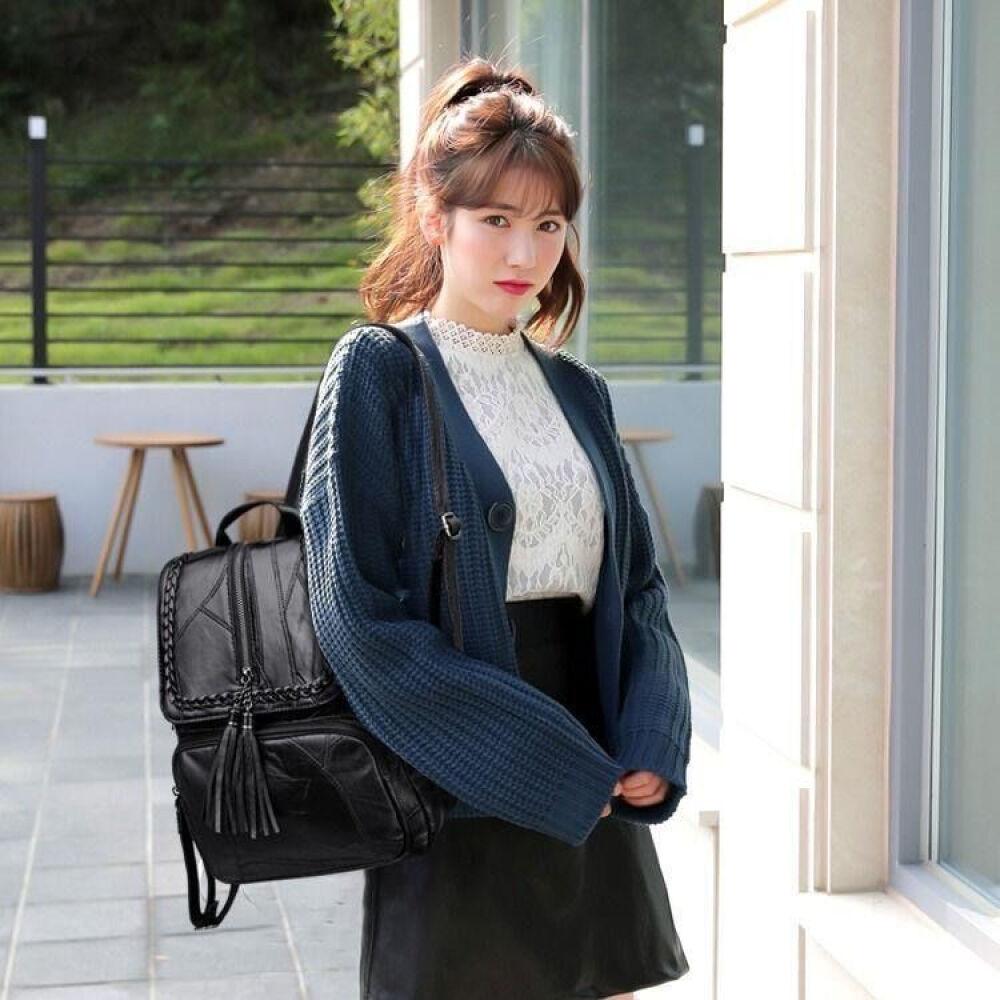 Backpack Female backpack Female fashion large capacity leisure travel bag length 26cm wide 12cm high 36cm