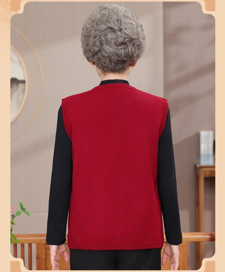 Mom's Lightweight Spring and Autumn Cardigan Vest for Elderly Women