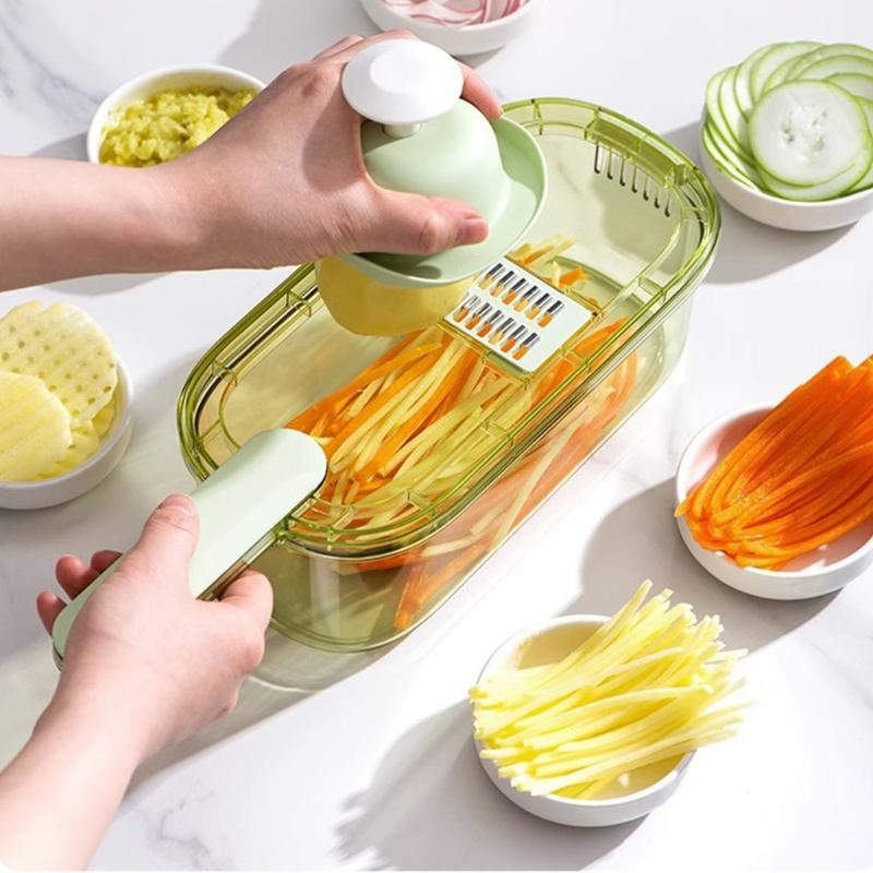 Multigunctional Vegetable Chopper 6 Interchangeable Blade Nonslip Handle Convenient Storage Designs Space Saving Grater