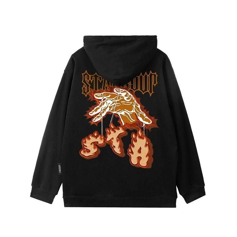 

M-8XL Large Hoodie American Street Trendy Brand Flame Element Print Suitable For Men s And Women s Jackets S