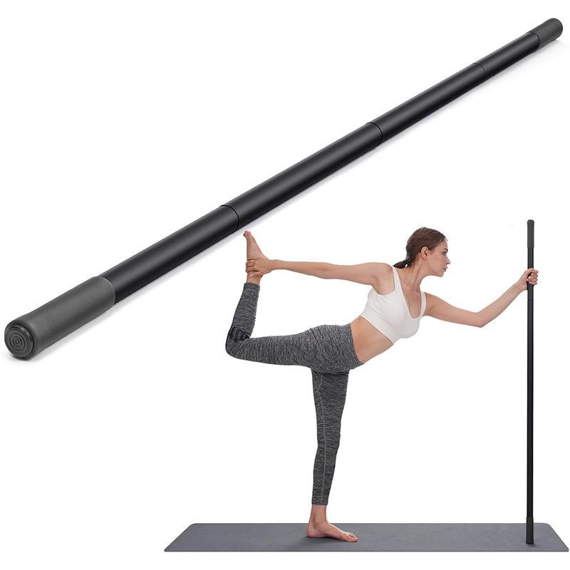 

Палка для йоги 5 футов Прочная стальная регулируемая палка для растяжки для подвижности, гибкости и равновесия Универсальная палка для упражнений One Size чёрный