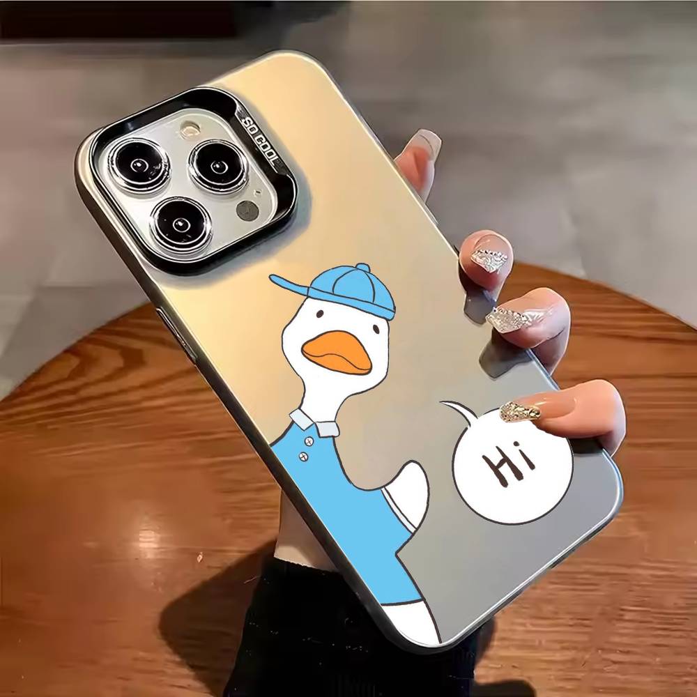 cute duck couple wallpaper Phone Case For iPhone 17,16,15,14,13,12,11,Pro Max,Plus Candy Silver Cover
