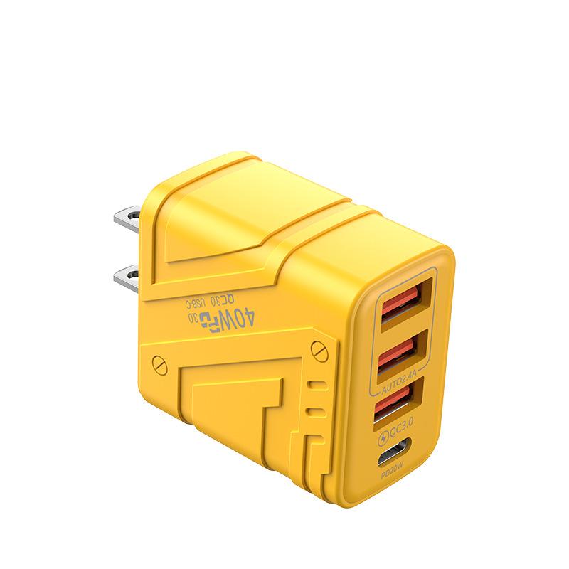 QGeeM 40W 3USB + Type C Phone Charger PD Quick Charging USB Type C Charger Adapter For Iphone Huawei Xiaomi