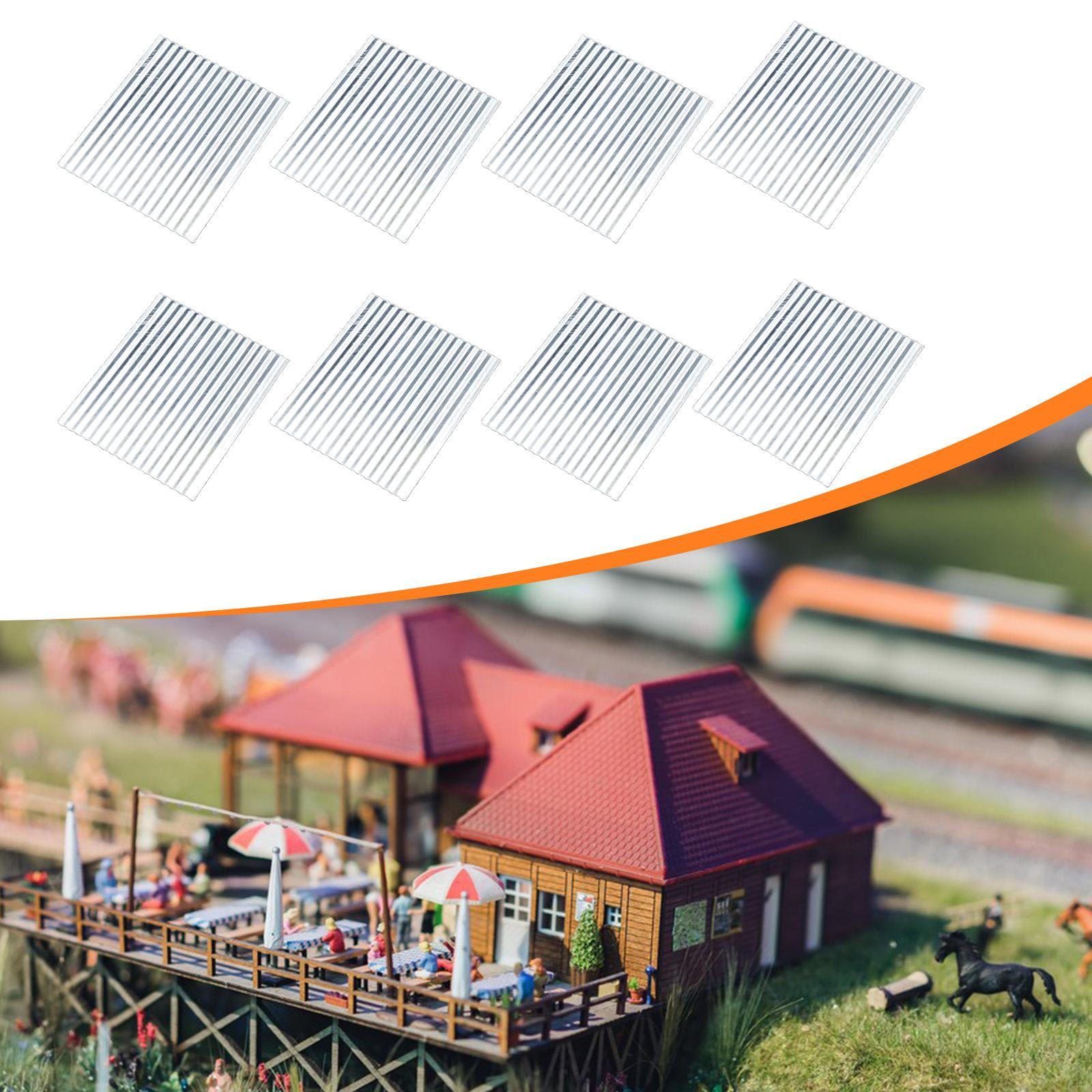 

8x 1:72 Miniature Roof Tiles Corrugated Landscape Accessories Versatile Fake Model Building