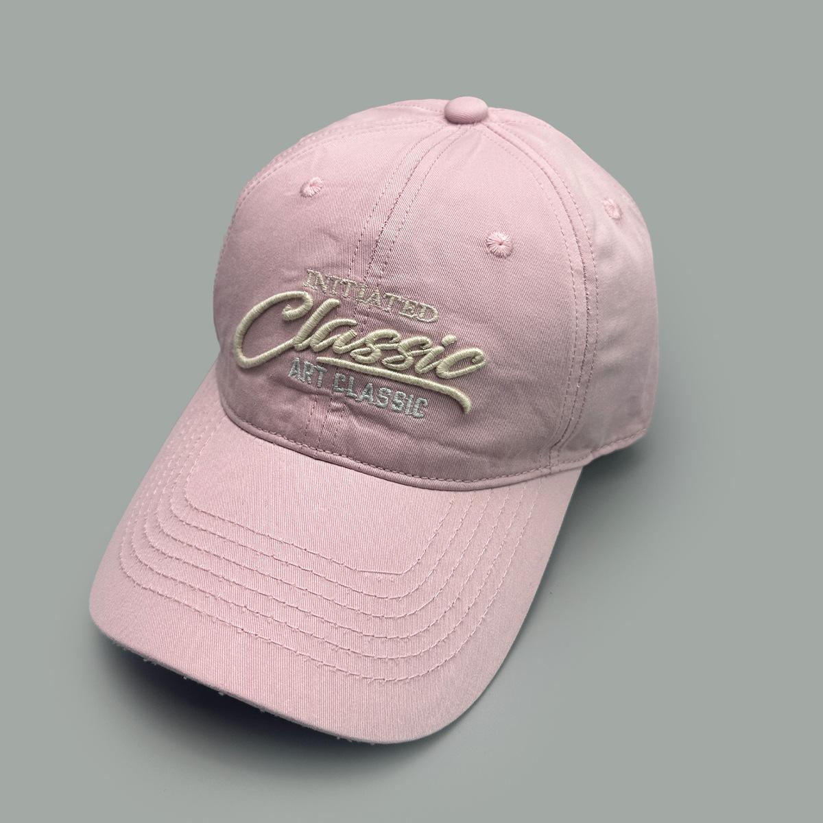 American Retro Embroidery Three-Dimensional Letter Baseball Cap Men S And Women S Sunshade Soft Top Casual Cap 52-60cm розовый