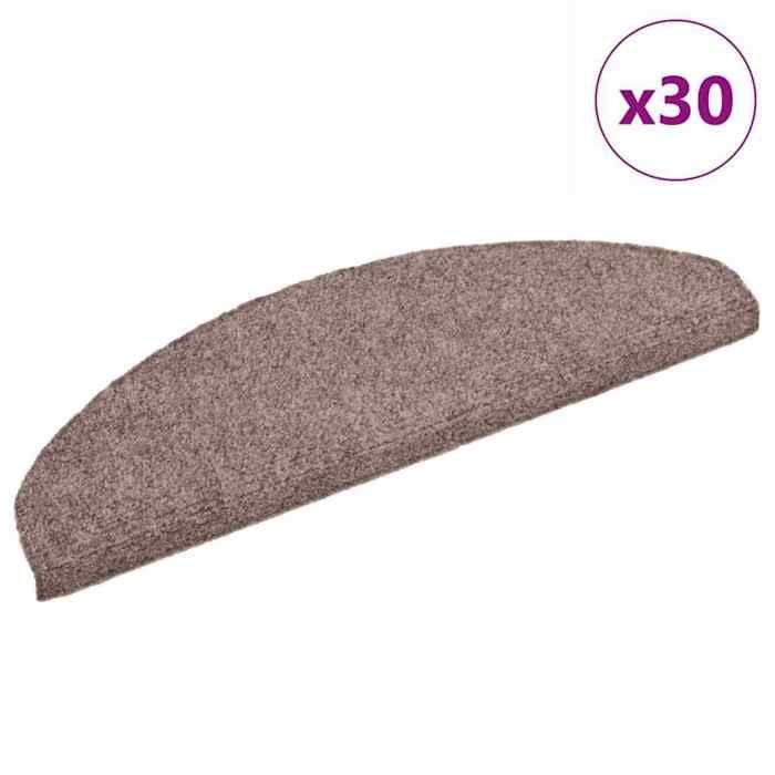 VidaXL Tapis d'escalier auto-adhésifs 30 pièces 65 x 21 x 4 cm Marron clair Demi-rond Grand 3365655
