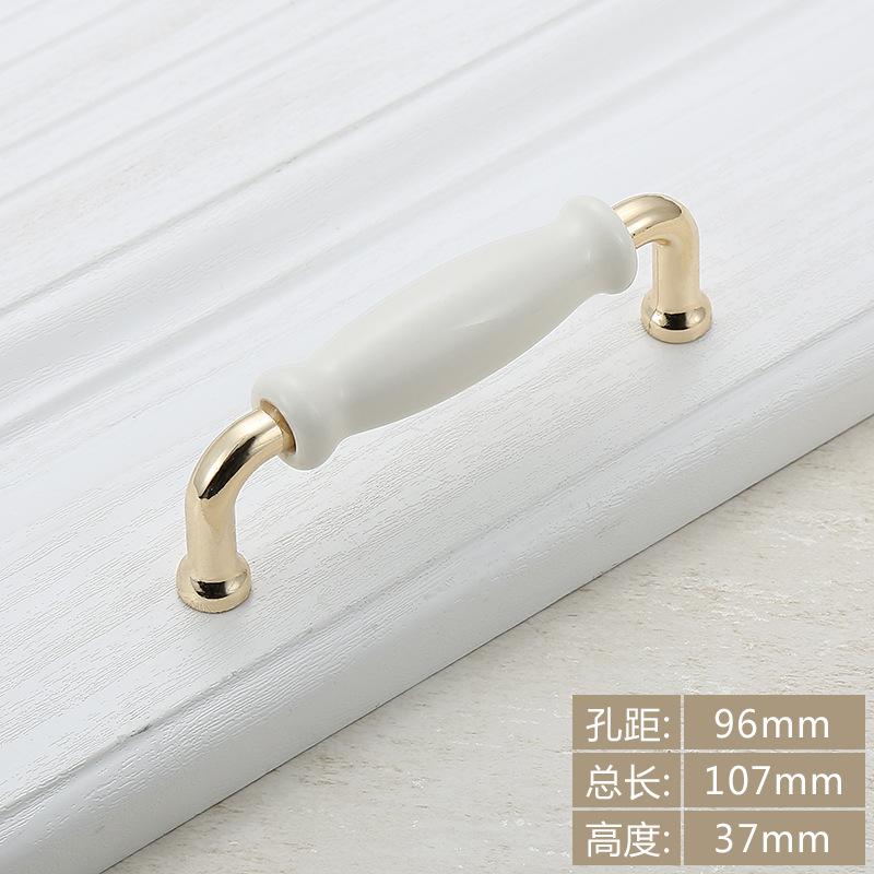 Fashion Ceramic Cabinet Handles Golden Kitchen Cupboard Door Handles Drawer Knobs European White Furniture Pulls