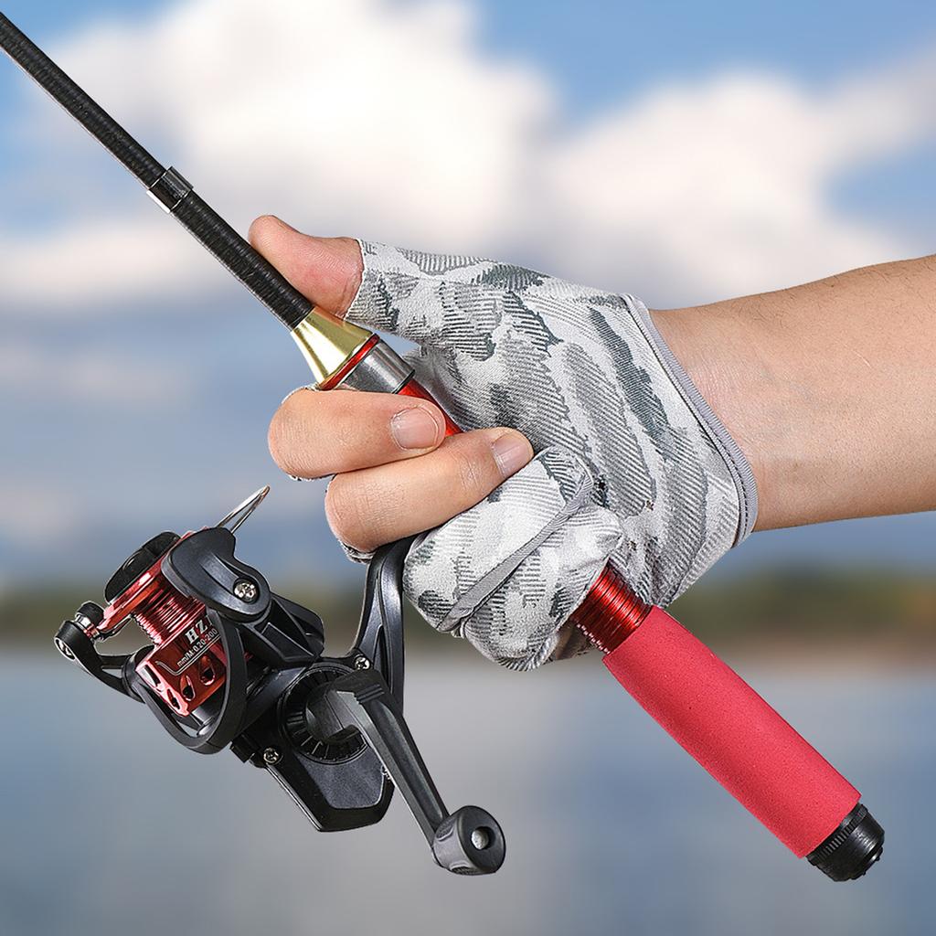 Fishing Gloves 3 Finger Anti Slip Wear Resistant Gloves for Outdoor Cycling Fishing Black Gray M/L Size