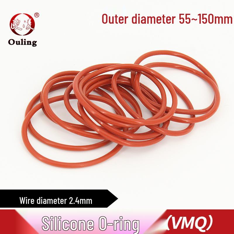Red Silicone O-ring, OD Options: 55-150mm x 2.4mm OD 55*2.4mm (1pc) Red Silicone O-ring