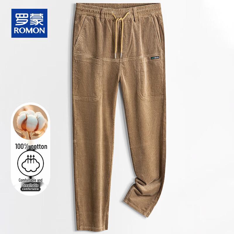 ROMON Men s Spring/Fall Washed Straight Leg Casual Pants 35