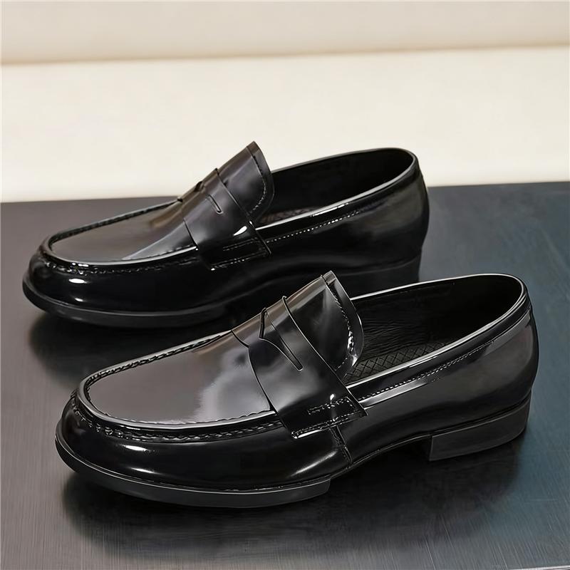 Luxury Trend Designer New Men Pointed Penny Loafter Glossy Black Brown Flats Leather Casual Shoes Male Formal Dress Footwear