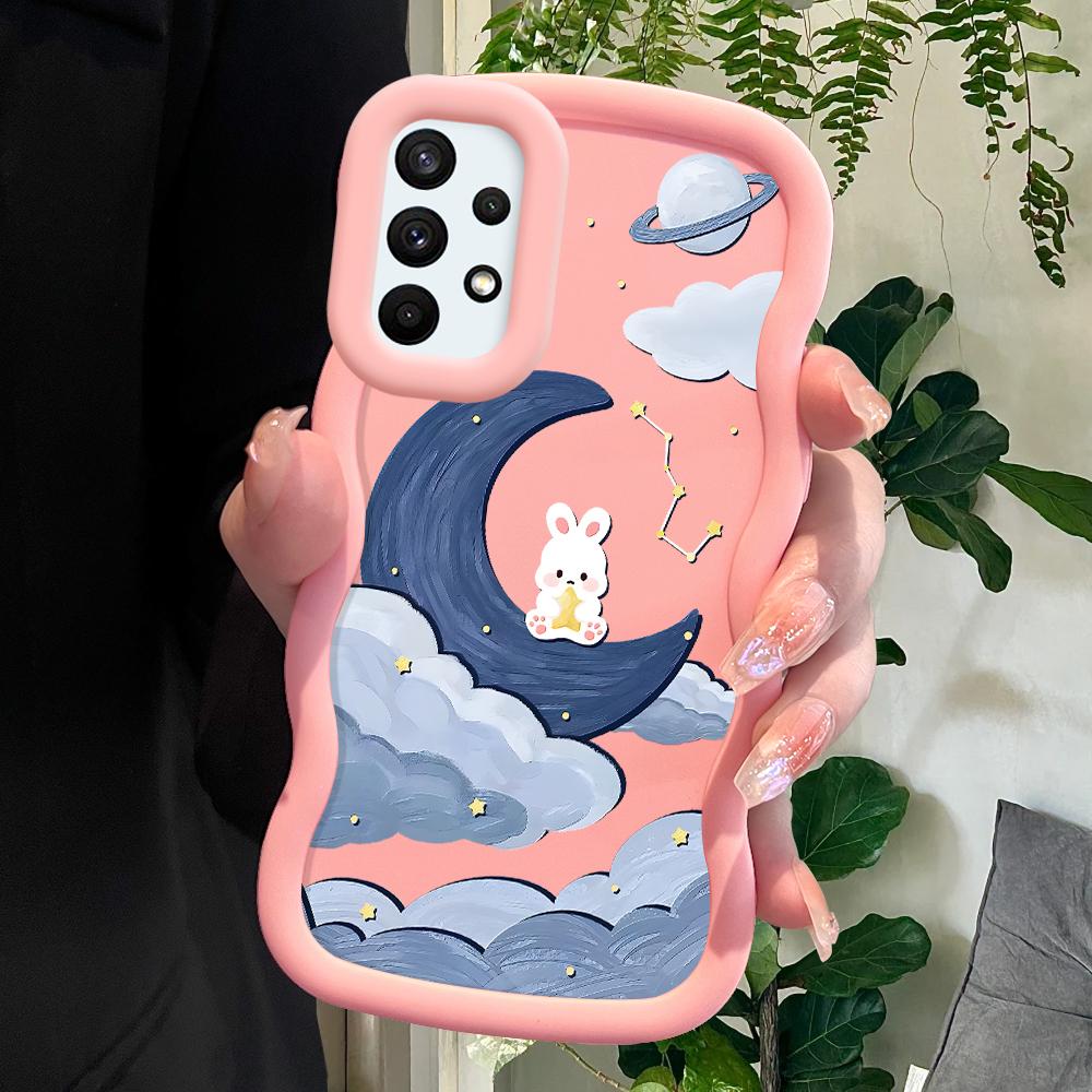 

Окрашенный узор Big Wave Edge Мягкий силиконовый материал Macaron чехол для телефона противоударный защитный резиновый чехол для Samsung Xiaomi Poco Redmi Redmi 14C розовый