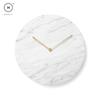 Homlly Contemporary Minimalist Natural Marble Wall Clock with Gold Hands (30cm)
