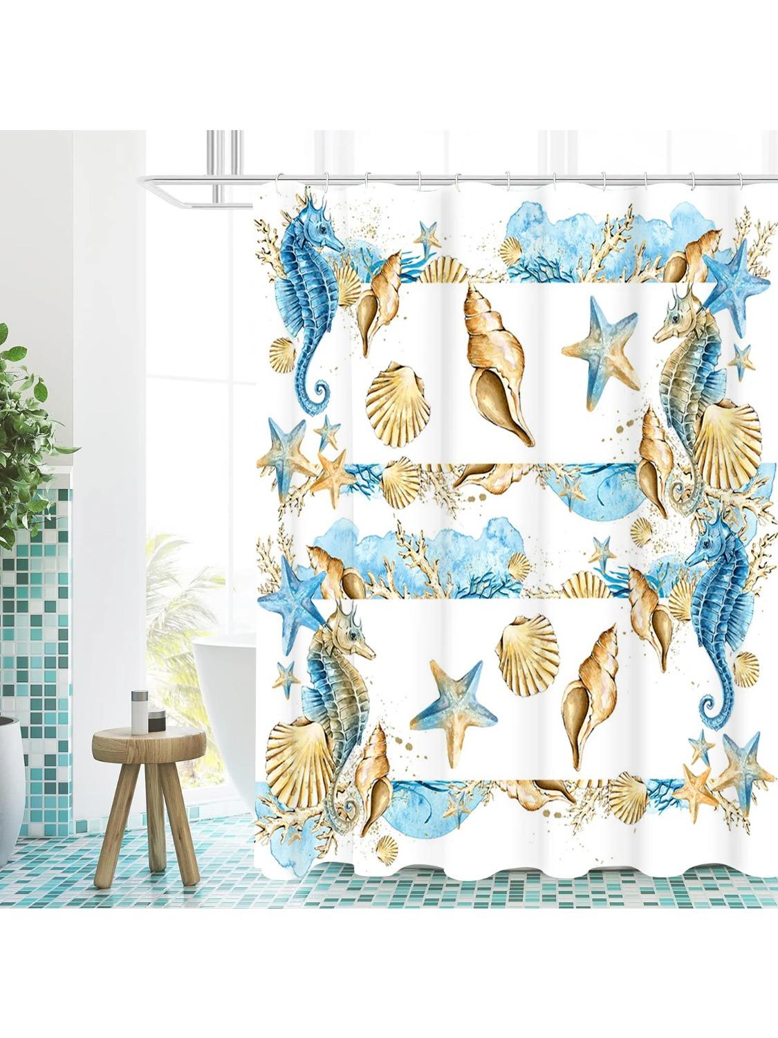 

Marine Benthos Bathing Curtain Bathroom Shower Curtain Waterproof With 12 Hooks Home Deco W90xH180cm