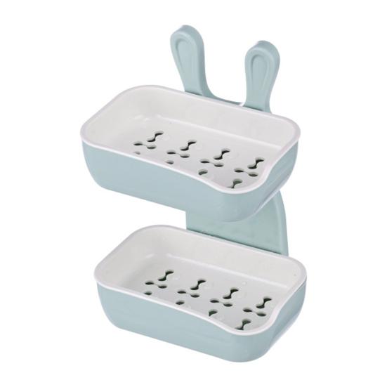 Wall Mounted Soap Dish Double Layer Design Strong Load-bearing Easy Installation Sponge Holder Bathroom Soap Rack