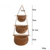 Wall Door Storage Rack Multi-purpose Cotton Rope Hanging Basket Home Decoration Creative 3-layer Wall Hanging Debris Storage Bag