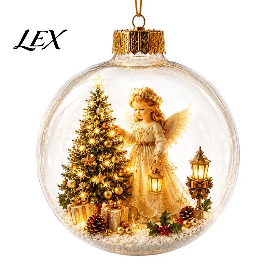 LED Winter Scene Decor Glowing Christmas Story Ornament, Mini Holiday in Ball with Warm Seasonal Home Gifts Light, 3D Clear Acrylic Hanging Decoration