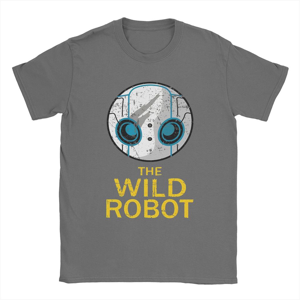 The Wild Robots Vintage Men T Shirt Cartoon Fiction Novelty Tee Short Sleeve Crew Neck T-Shirt 100% Cotton Plus Size Clothes