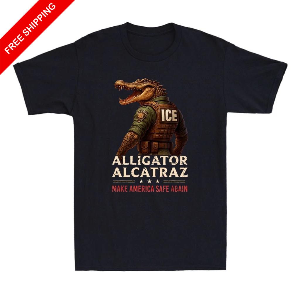 Alligator Alcatraz Nature s Own Border Patrol Funny Alligator Meme Men s T-Shirt Unisex T-Shirt XXL
