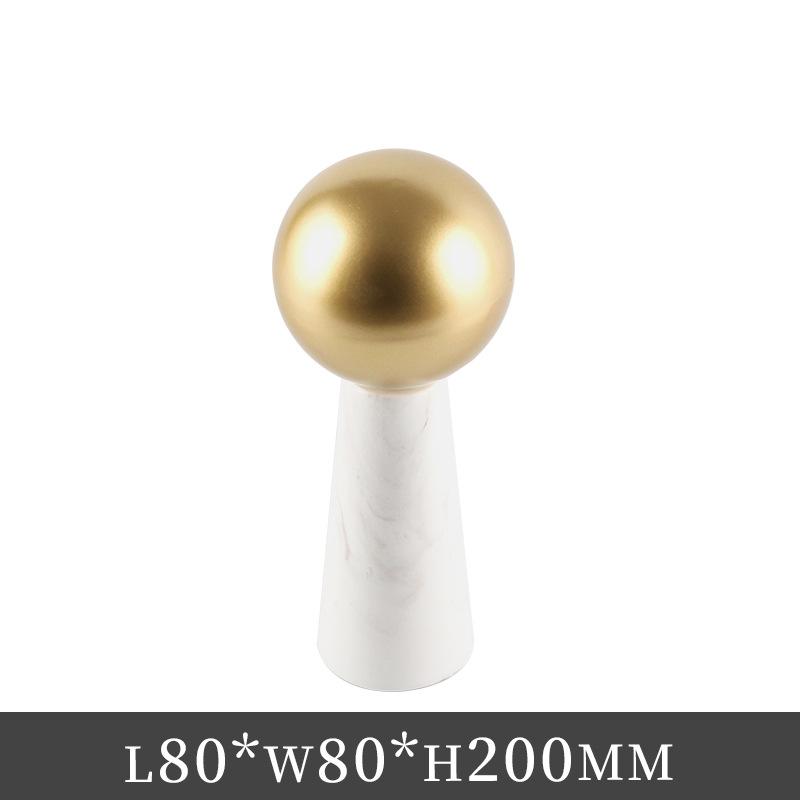 Golden Ball Marble Statue Geometric Cone Metal Spherical Ornaments Natural Marble Metal Figurine Home Decoration Accessories