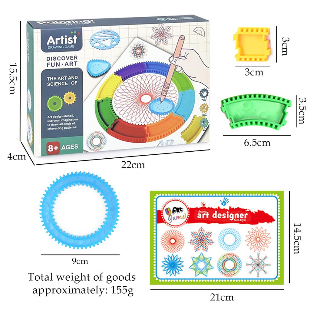 Spirograph Set, Fun Shapes Drawing Art Set Classic Gear Design Drawing Set Toys For Kids 8+ Some Parts are Sent Random