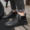 Men  Winter High Top Leather Shoes Fashion Cotton Shoes Fashion Ankle Boots Business Casual Outdoor Shoes Male Sneakers New