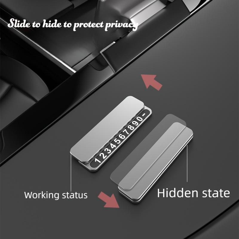 Den nya tillfälliga parkeringsskylten kan dölja funktionen för visning av telefonnummer och är ett biltillbehör för insidan.