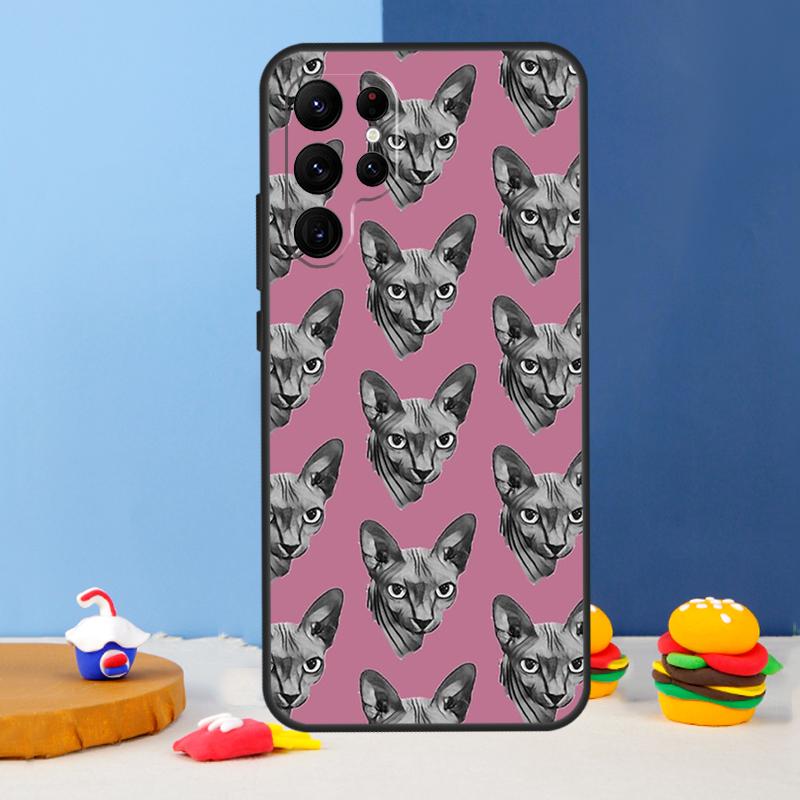 Sphynx Cat Phone Case For Samsung Galaxy S25 S24 Ultra S9 S10 S20 S22 S21 S23 Plus S24 FE Cover Coque