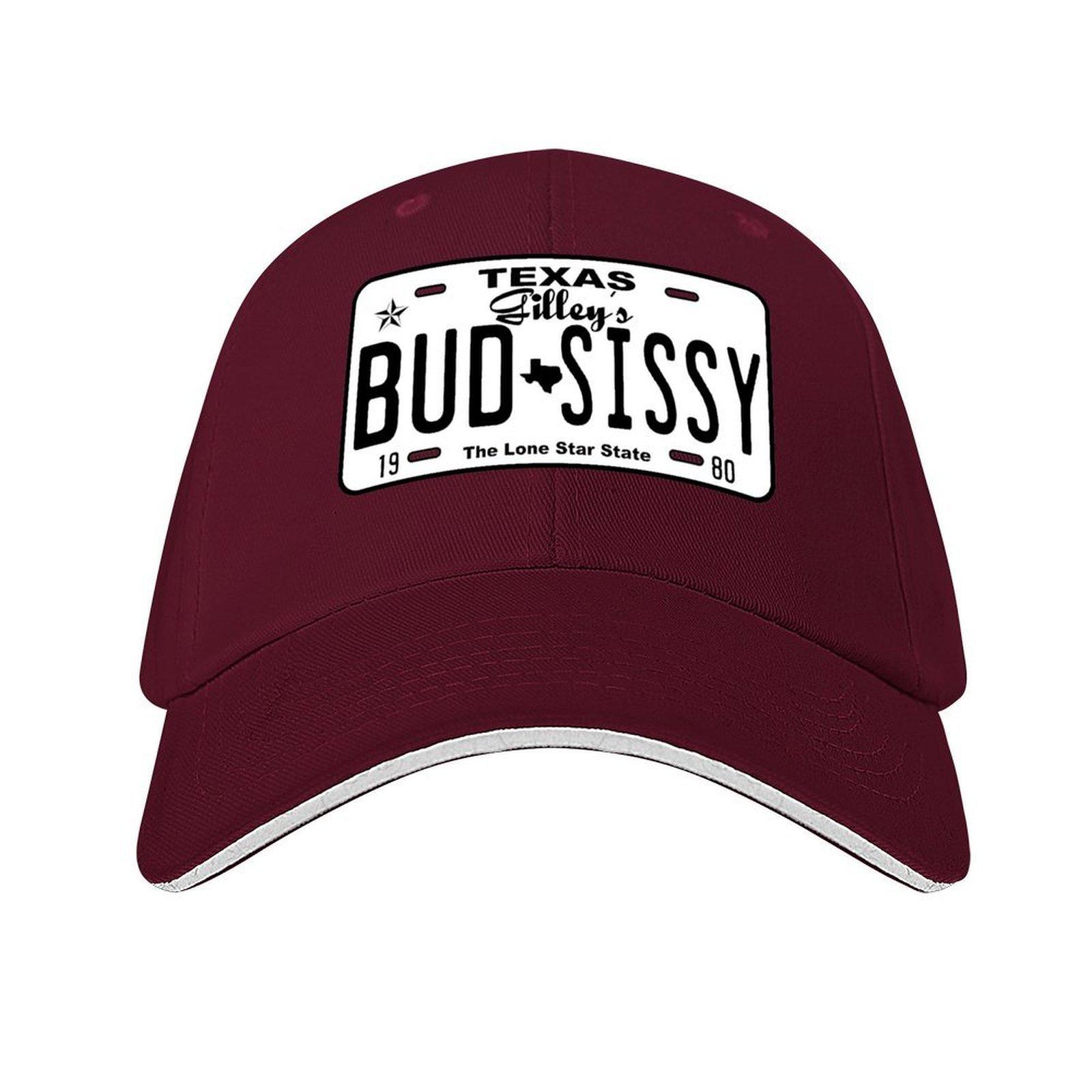 Funny Gilleys Bud N Sissy Texas Cowboy Urban License Plate Gift Baseball Cap tactical cap beach hat Womens Golf Clothing Unisexs