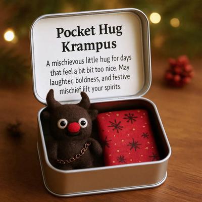 Christmas Pocket Hug Gift Handmade Felt Keepsake In Tin Box with Inspirational Message Card Little Pocket