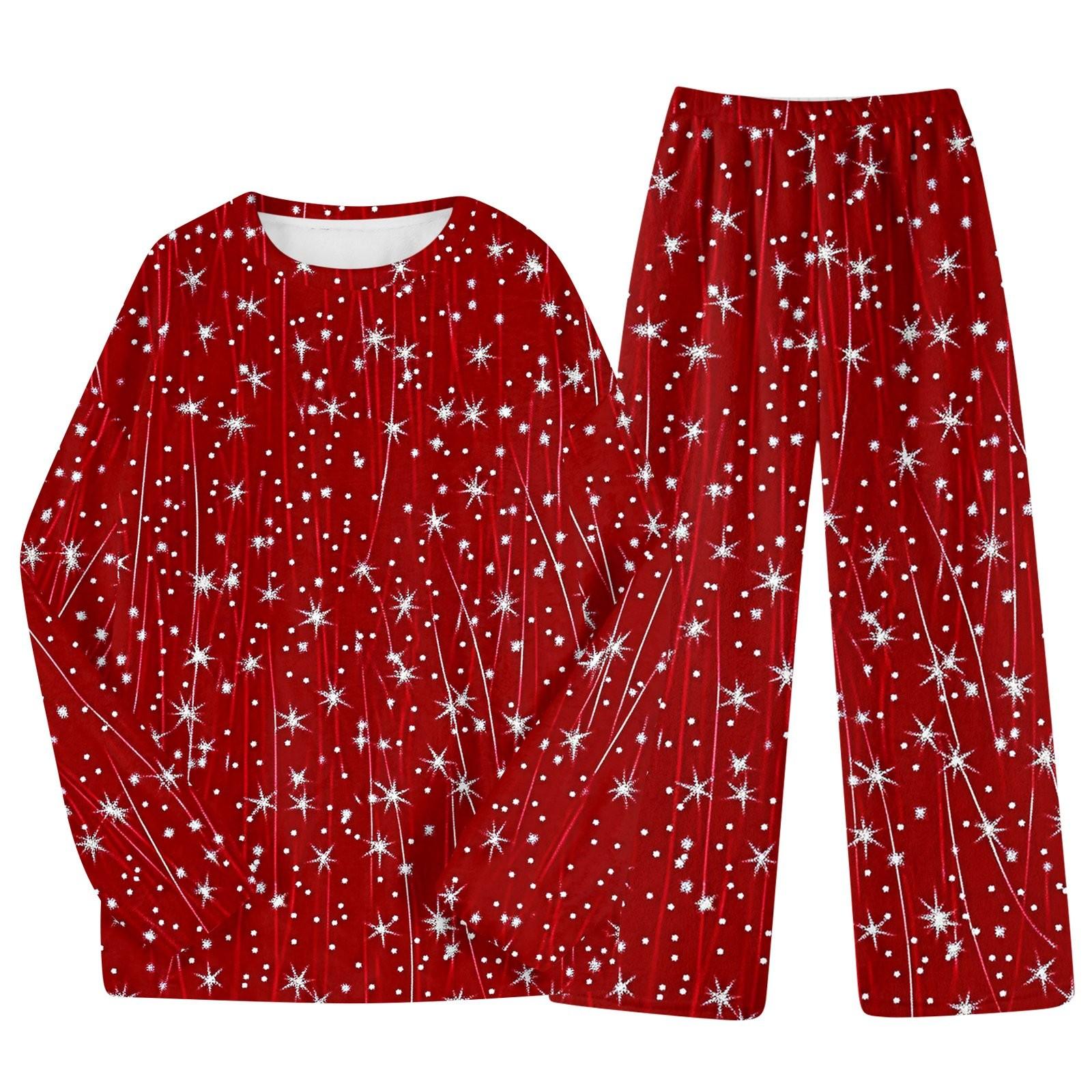 

Дорослий комплект із двох предметів, різдвяний принт, круглий виріз, довгі рукави, брюки, піжамний комплект, костюм для відпочинку M