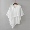 Plus Size Women Summer Chiffon Irregular T-shirts Loose Batwing Sleeve Elegant Blouses White Black Casual Tops