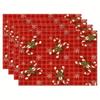 4/6pcs Set Winter Christmas Plaid Candy Cane Pattern Printed Placemats, Suitable for Seasonal Daily Holiday Gatherings and Kitchen Dining Room Decor,
