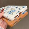 Blaubeere Schleifen Blumenmuster Hülle Für Xiaomi 14T 13T 11T Pro Funda Redmi Note 14 13 12 11 Pro 5G 4G Lederstruktur Silikonhülle